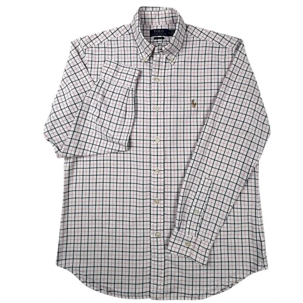 Polo Ralph Lauren Mens Classic Fit Pink Navy Tattersall Check Shirt M